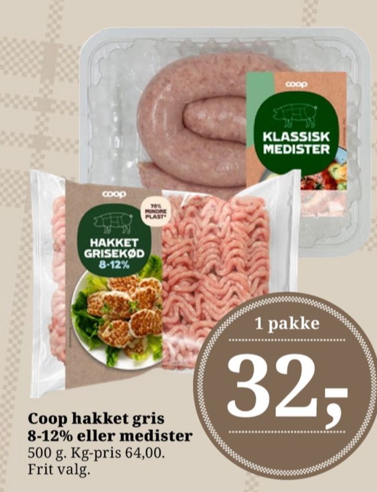 Coop, Hakket grisekød 8-12%