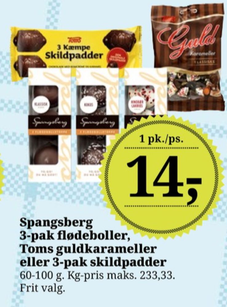Toms Guldkarameller, Karameller