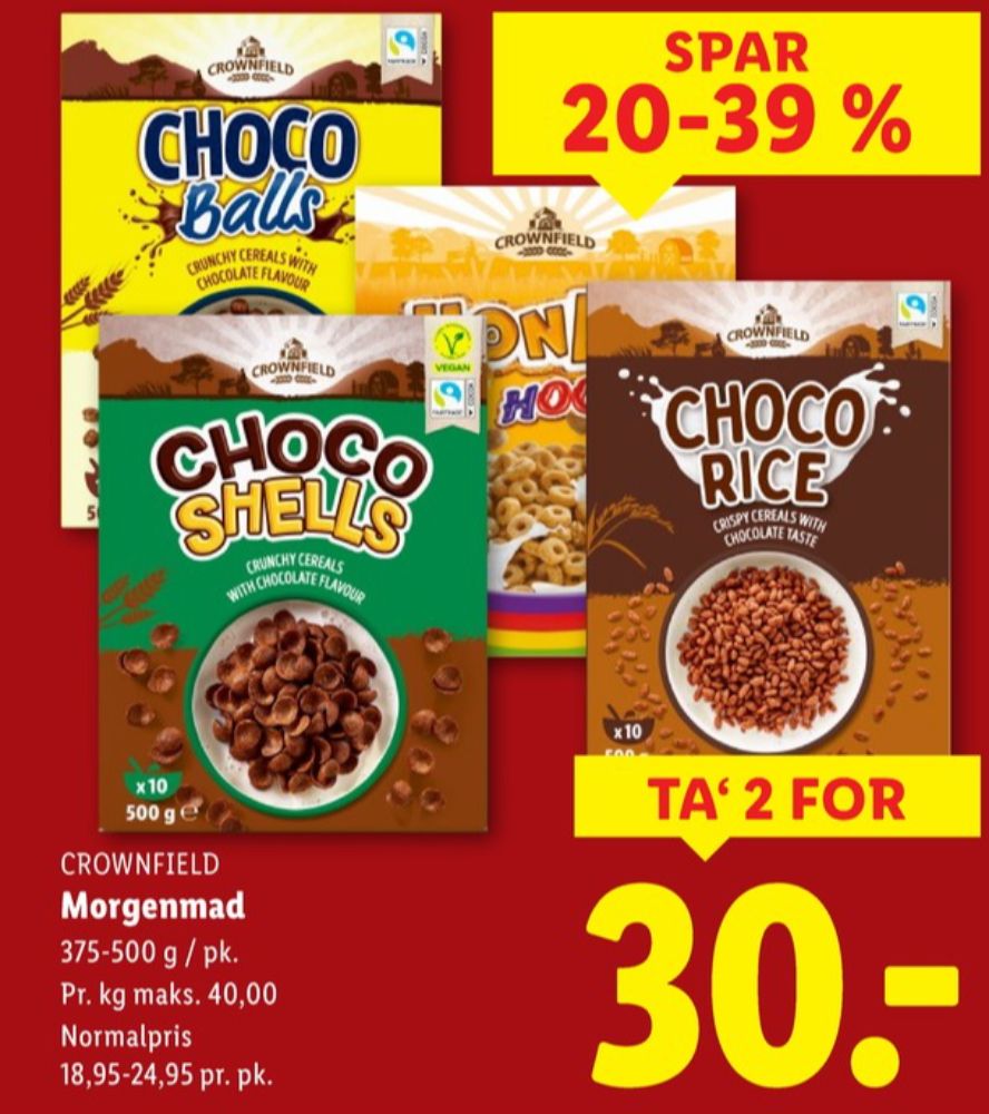 Crownfield Choco Balls, Morgenmadsprodukt