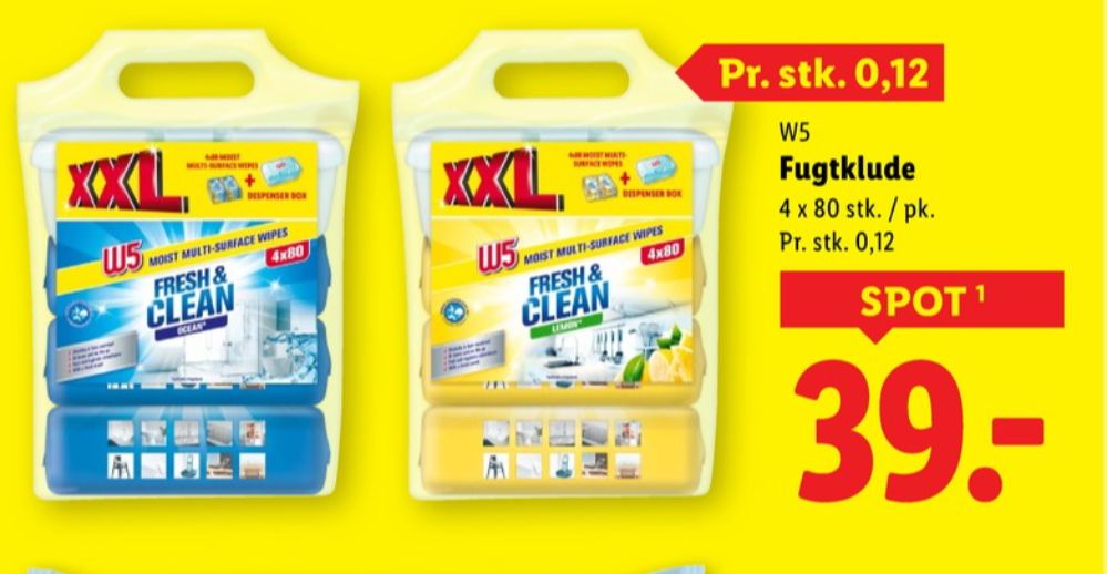 W5, Rengøringsvådservietter
