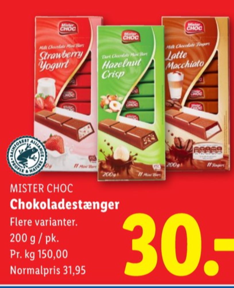 Mister Choc, Chokoladestænger Hazelnut Crisp