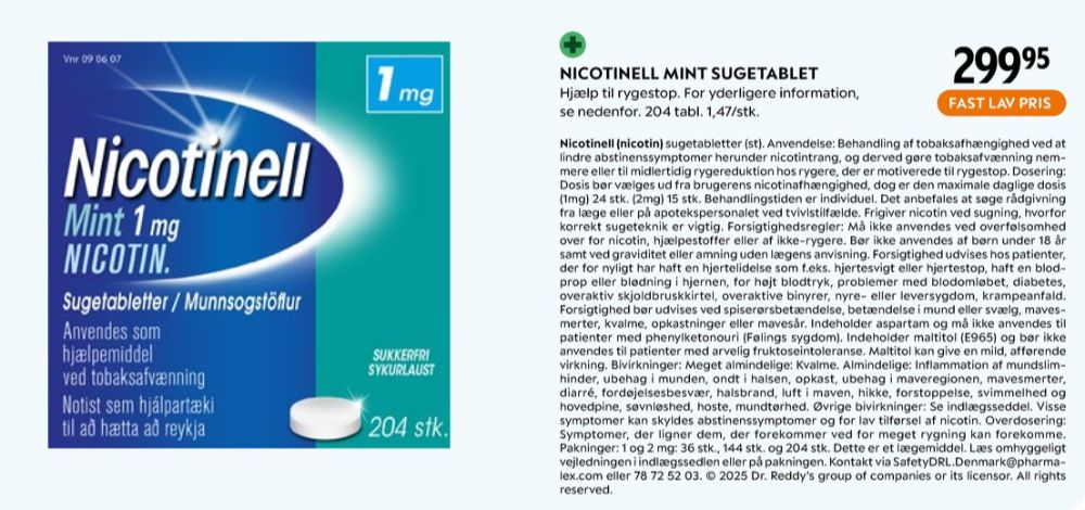 Nicotinell, Sugetabletter