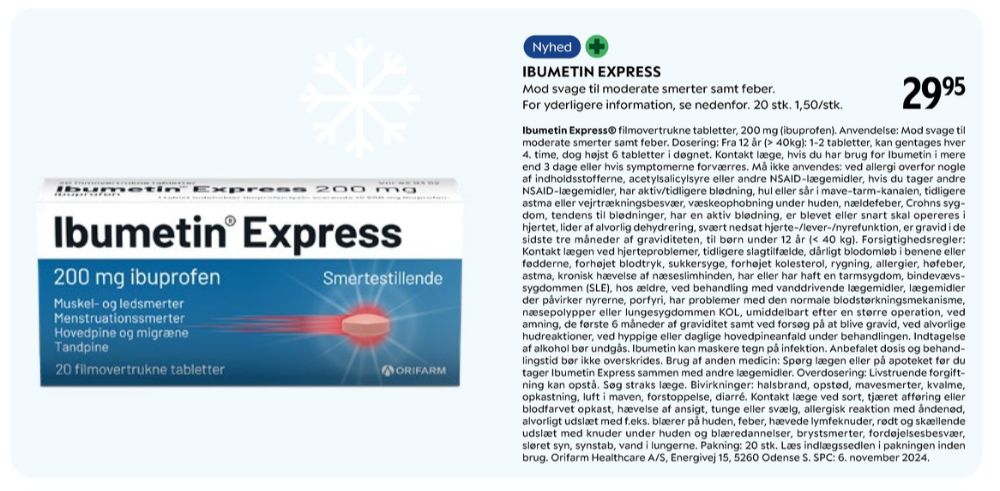 Ibumetin, Smertestillende
