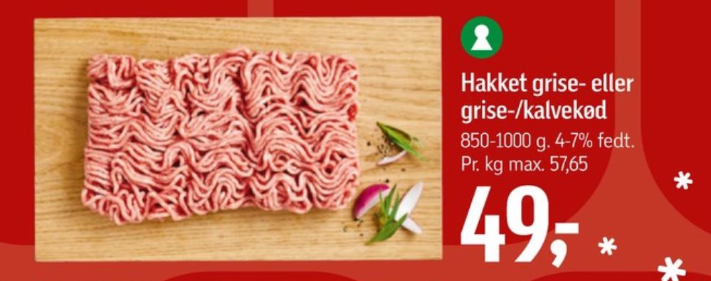 Hakket kalv og grisekød 4-7%