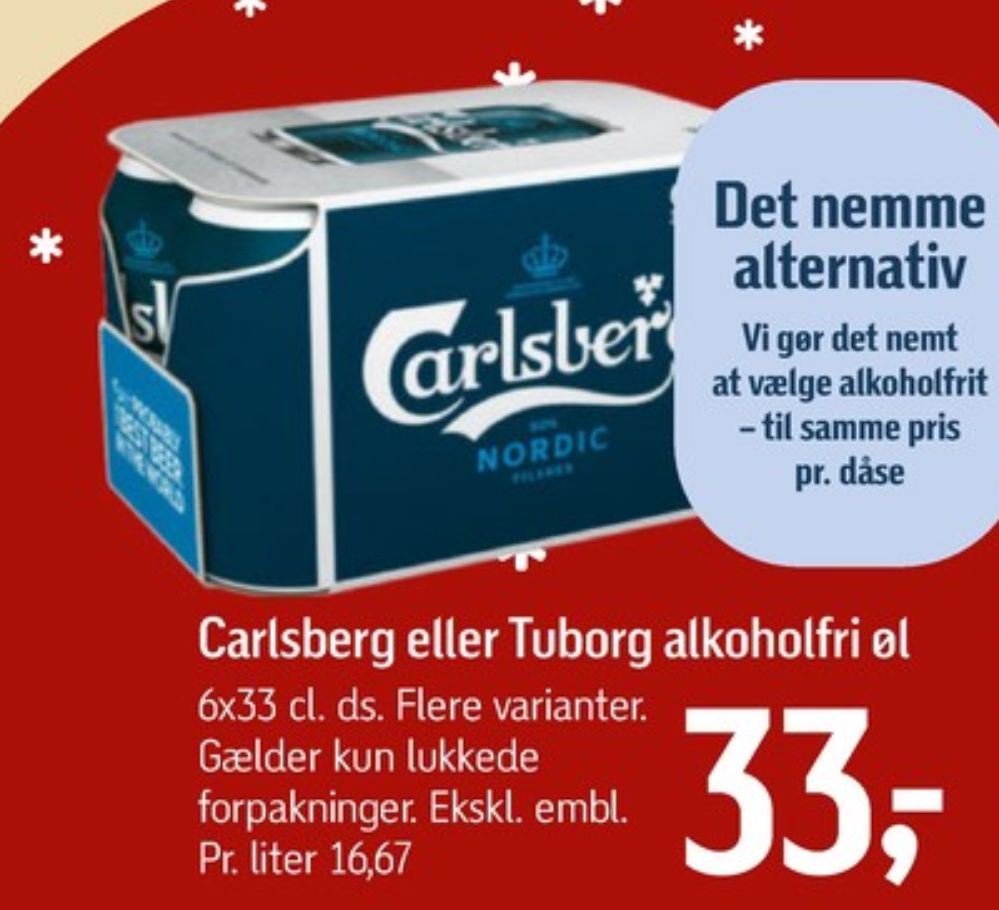 Carlsberg Nordic Pilsner, Øl - Alkoholfri 6 pk.
