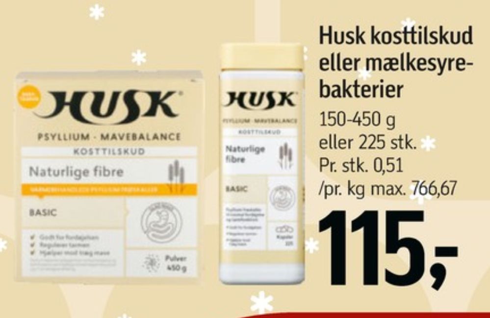 Husk, Kosttilskud