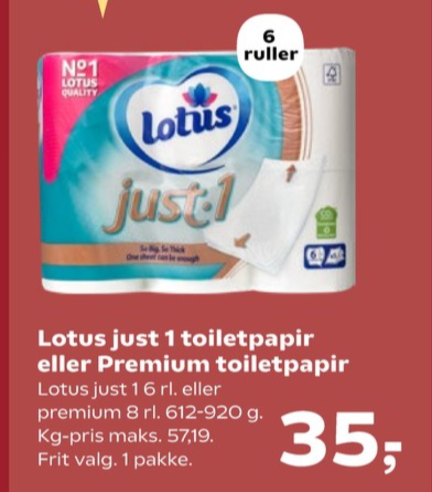 Lotus Just1, Toiletpapir