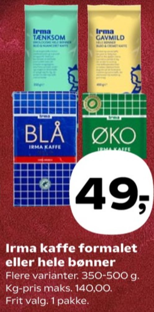 Irmas Blå, Kaffebønner