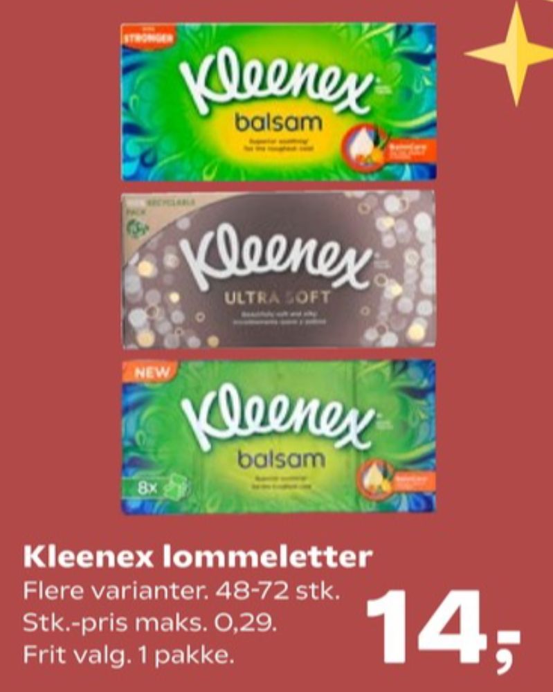 Kleenex, Lommetørklæder