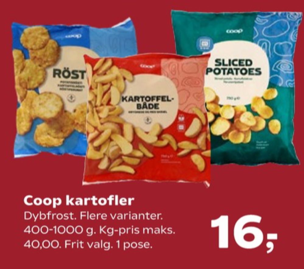 Coop, Kartoffelbåde Krydrede med Skræl