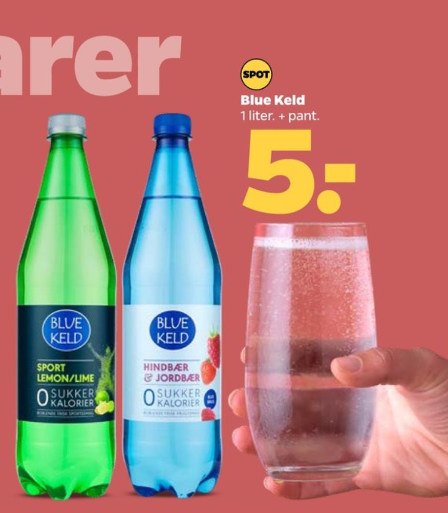 Blue Keld Hindbær & Jordbær, Mineralvand med brus, hindbær og jordbær