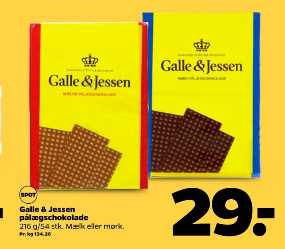 Galle & Jessen, Pålægschokolade Mælk