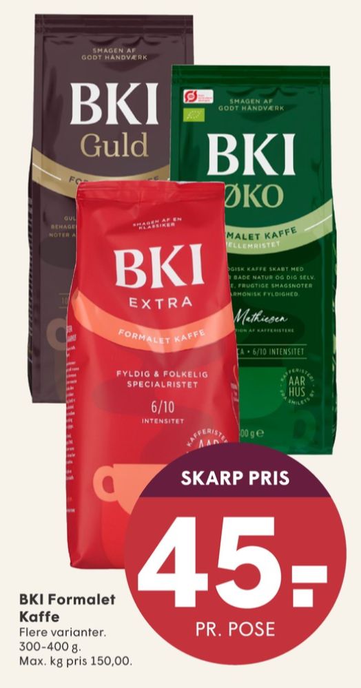 BKI Extra Specialristet, Kaffe Formalet