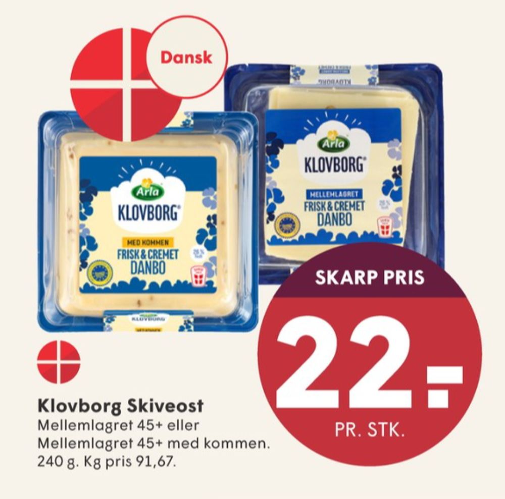 Klovborg, Skiveost Danbo Mellemlagret Kommen