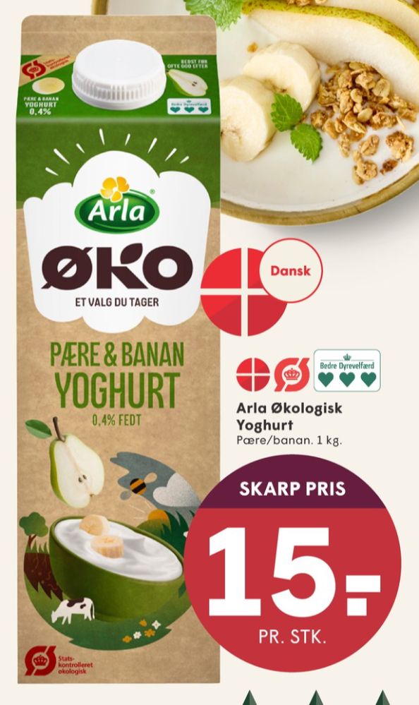 Arla, Pære & Banan Yoghurt 