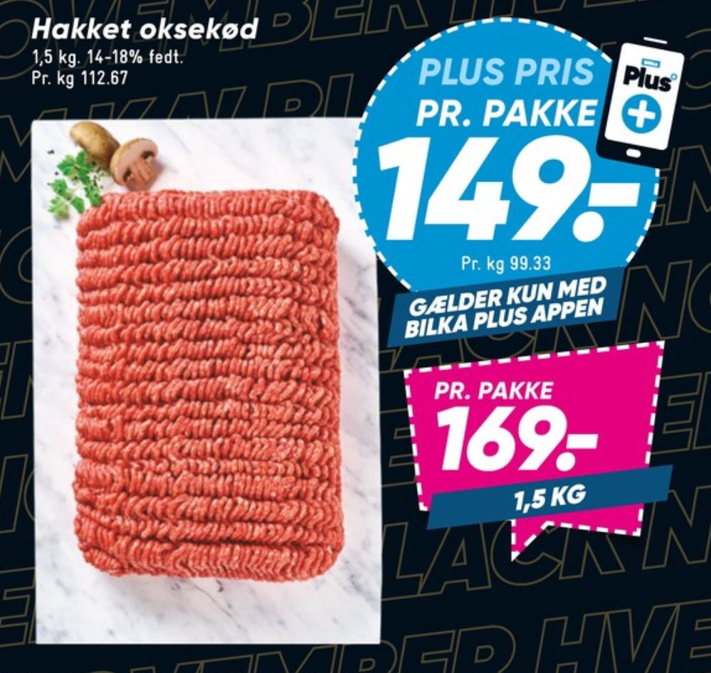 Hakket oksekød 14-18%