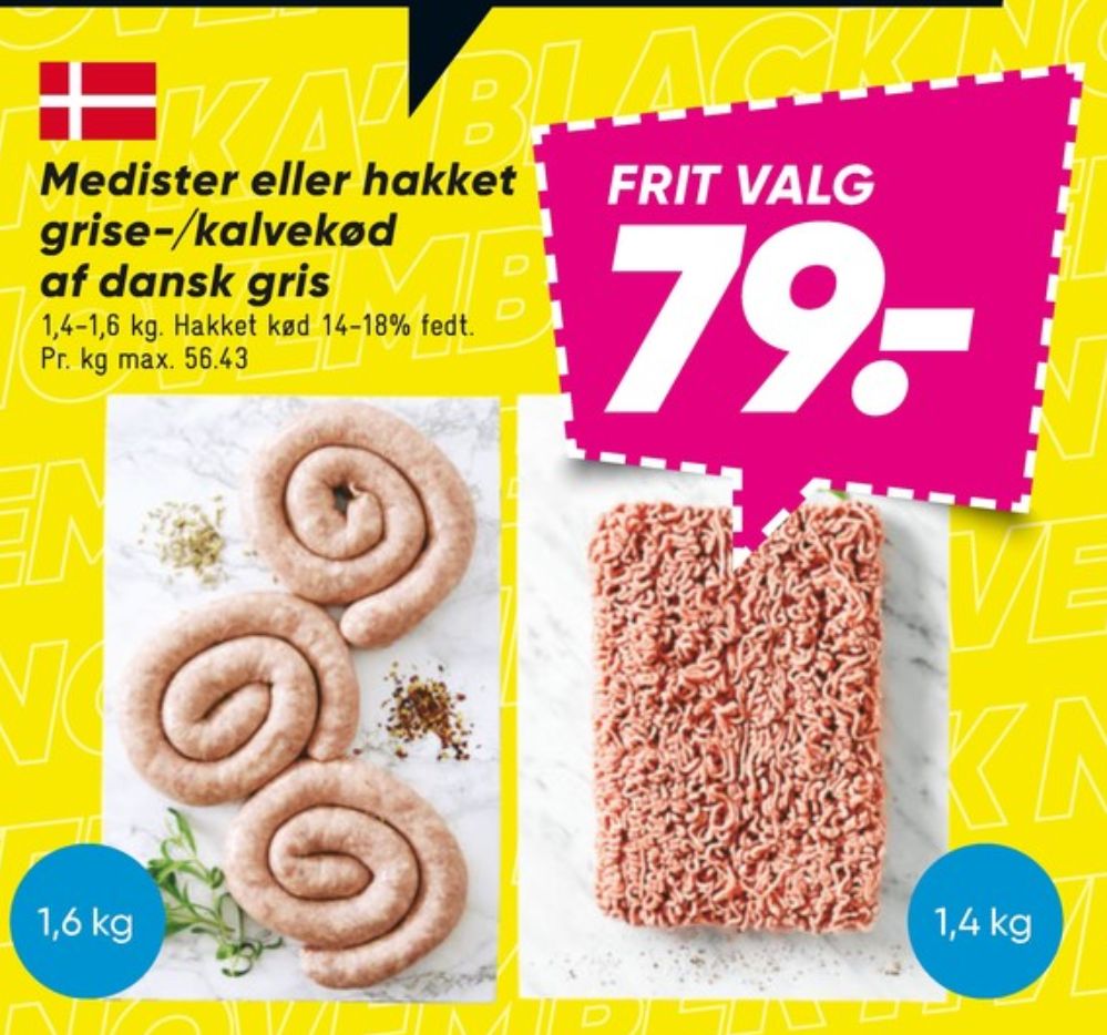 Hakket kalv og grisekød 14-18%
