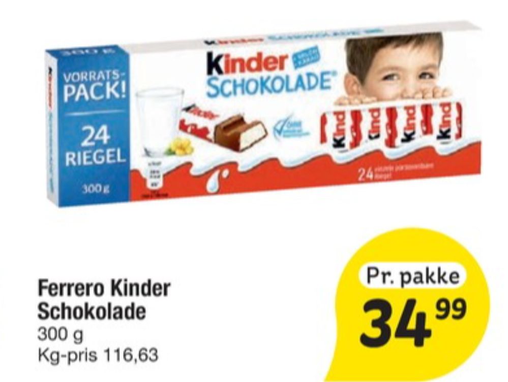 Kinder Riegel, Chokoladestænger