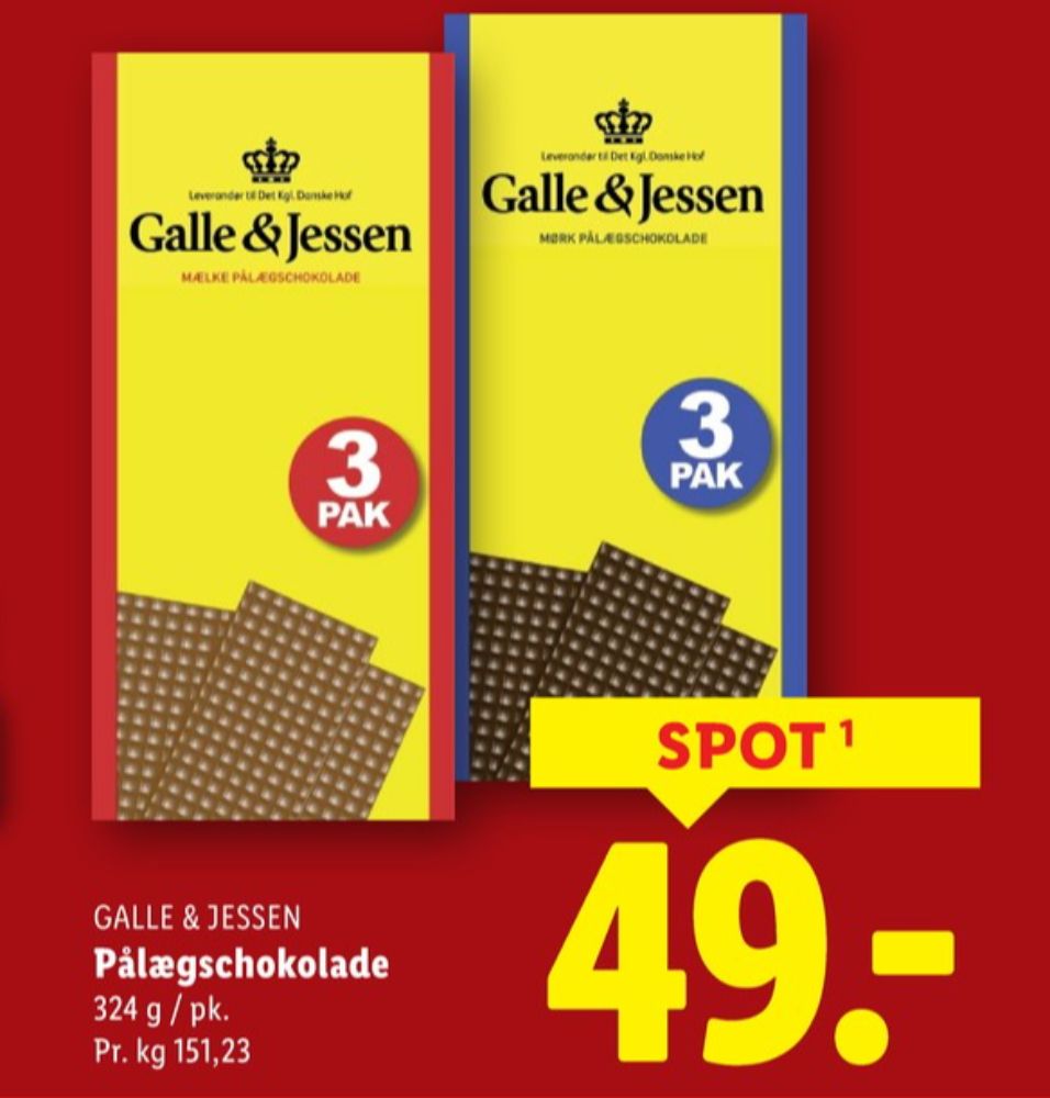 Galle & Jessen, Pålægschokolade Mørk