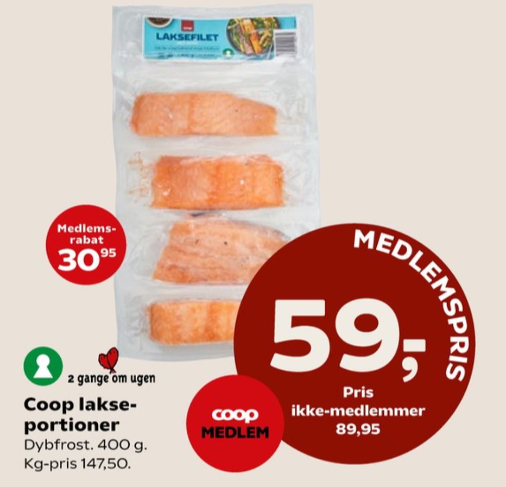 Coop, Lakseportioner