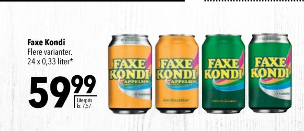 Faxe Kondi 0 Kalorier Appelsin, Appelsinsodavand 24 pk.