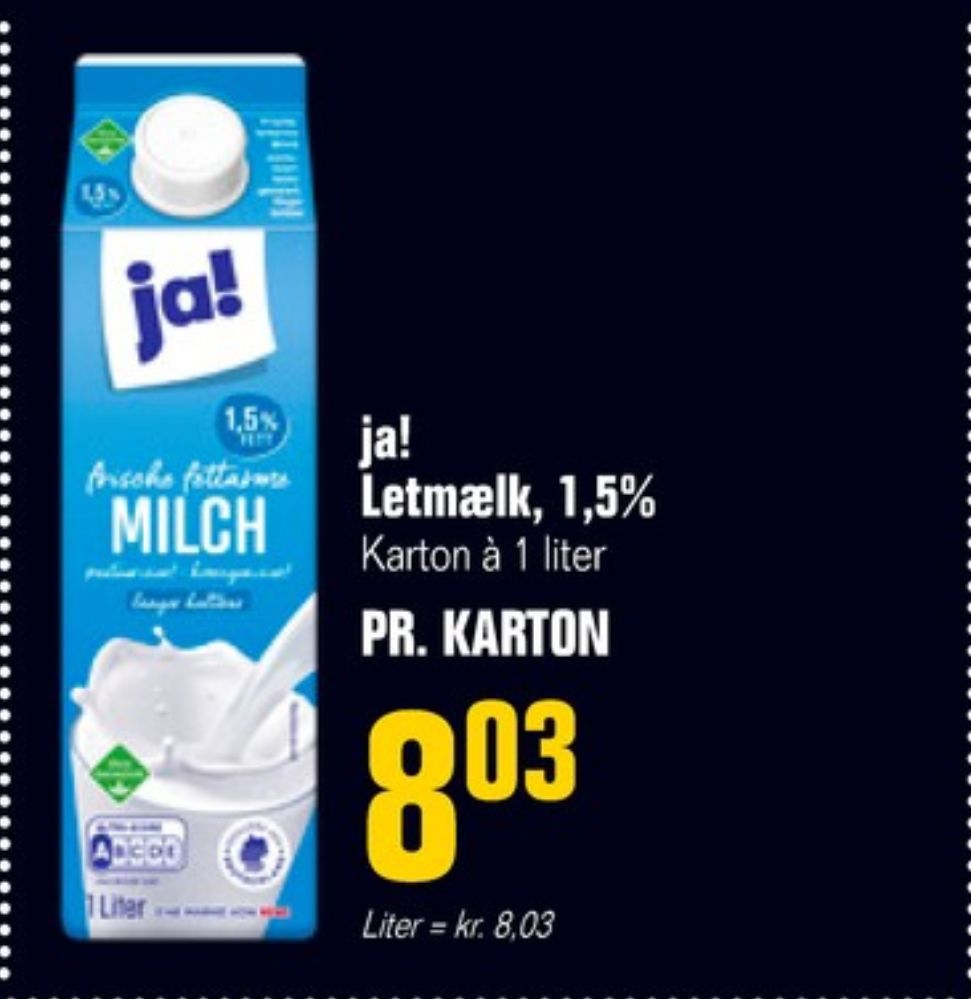 ja!, Letmælk Langtidsholdbar 1,5%