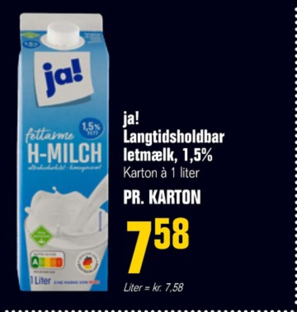 ja!, Letmælk Langtidsholdbar 1,5%