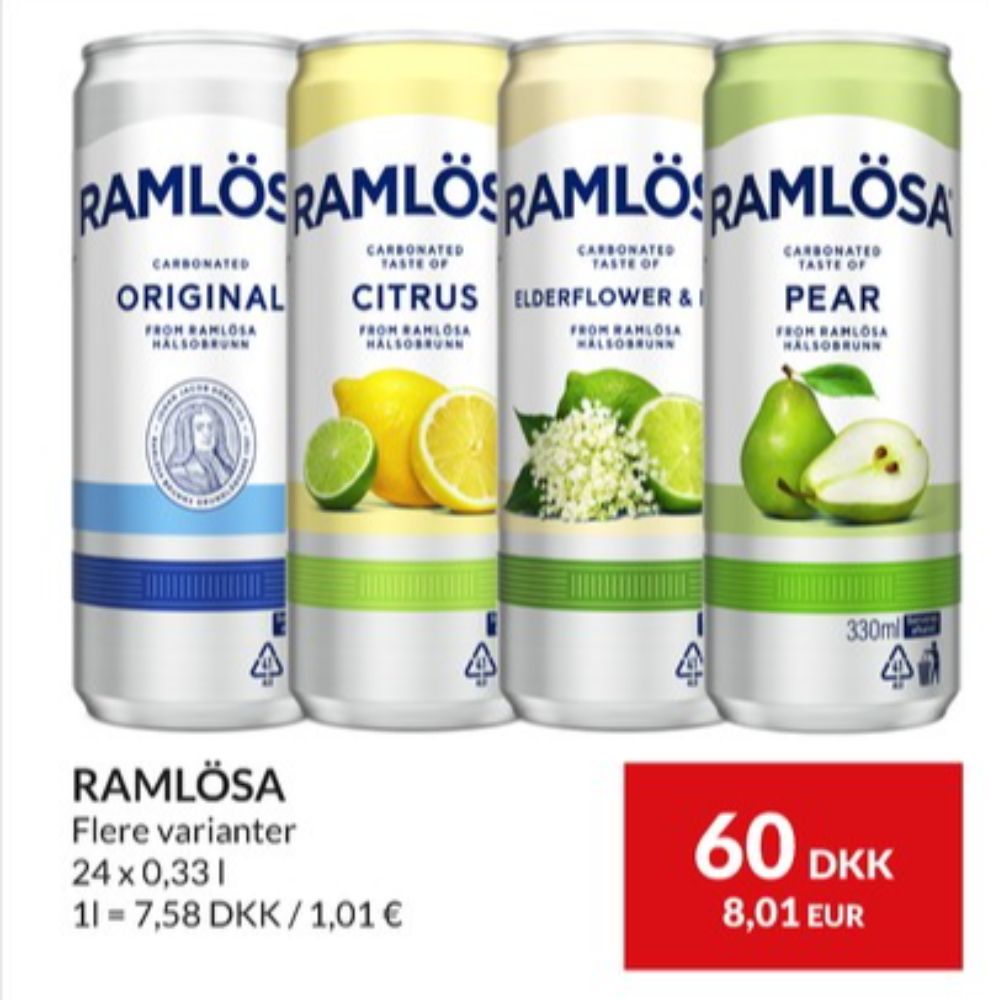 Ramlösa Pear, Mineralvand med brus 24 pk.