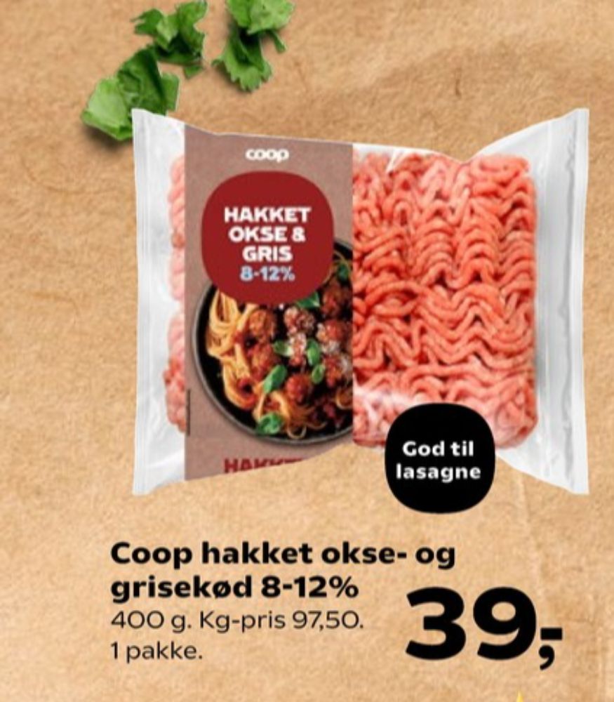 Coop, Hakket Okse & Grisekød 8-12%