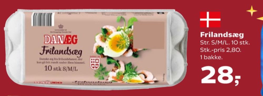 Danæg, Frilandsæg S/M/L