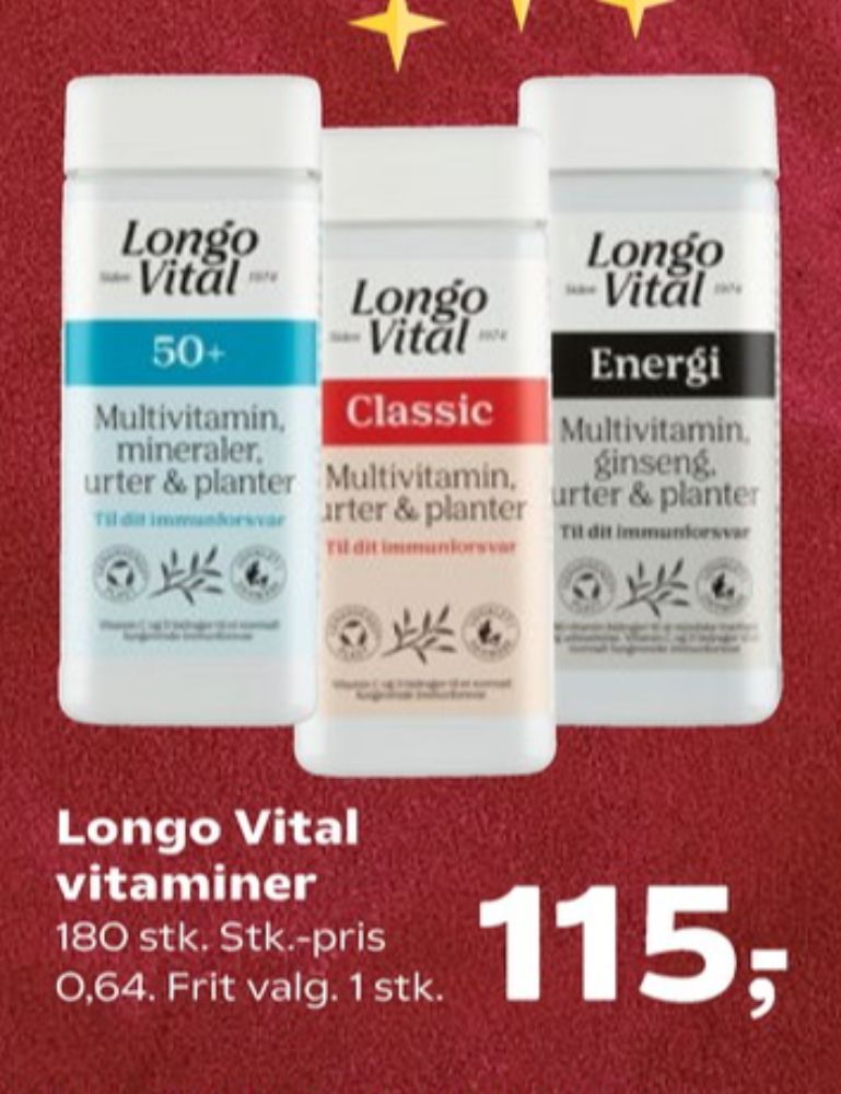 Longo Vital, Vitaminer