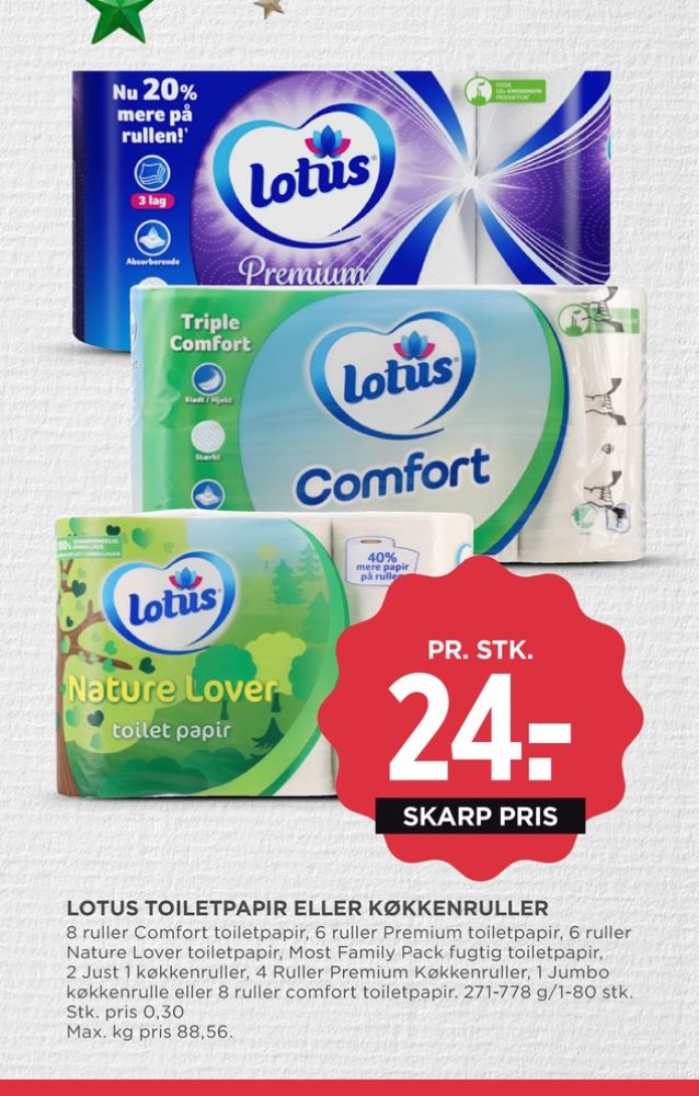 Lotus Comfort, Toiletpapir