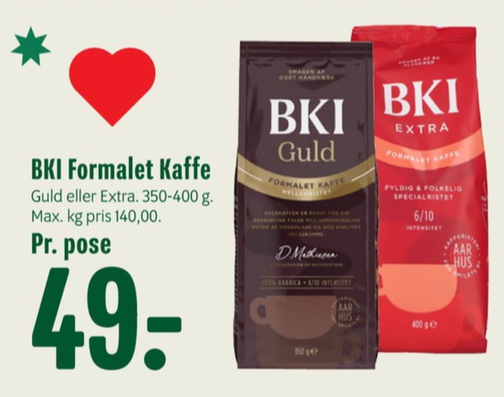 BKI Extra Specialristet, Kaffe Formalet