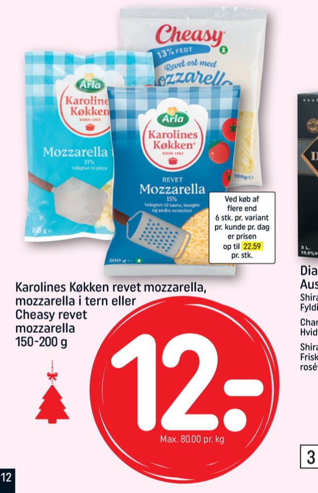 Karolines, Revet ost Mozzarella