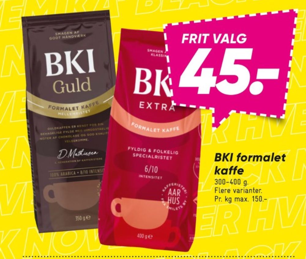 BKI Extra Specialristet, Kaffe Formalet
