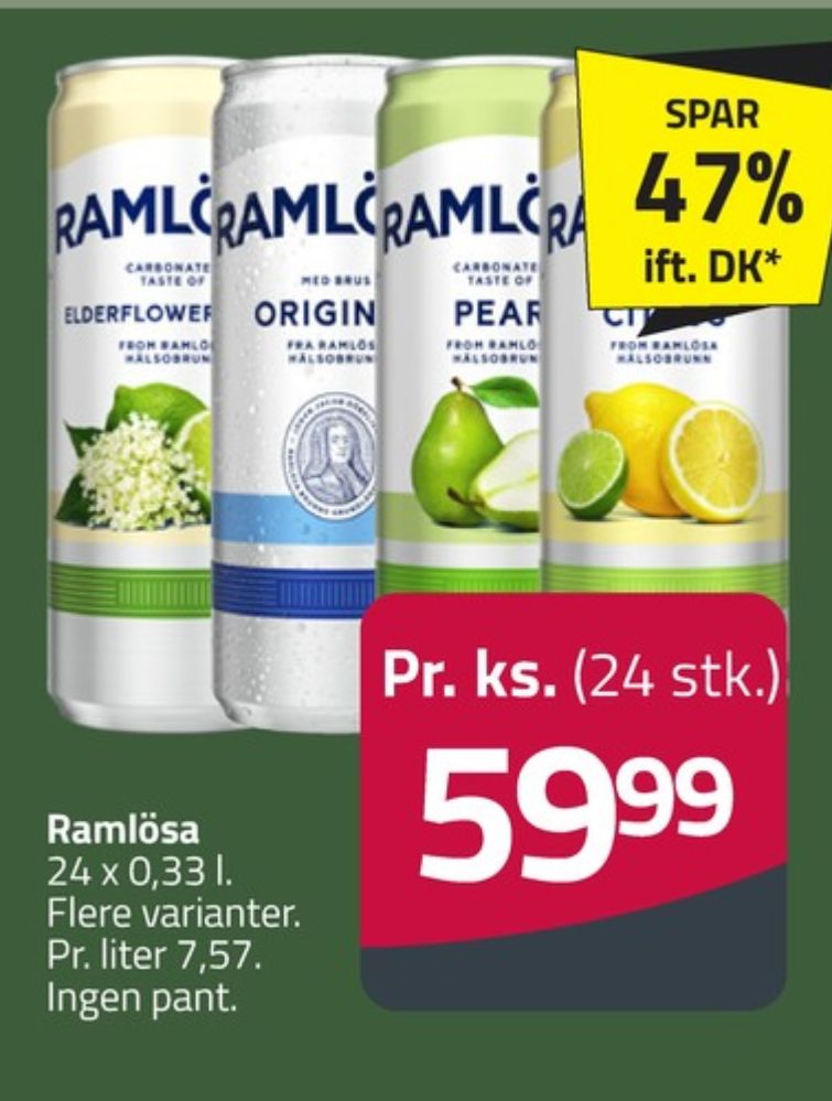 Ramlösa Citrus, Mineralvand med brus 24 pk.