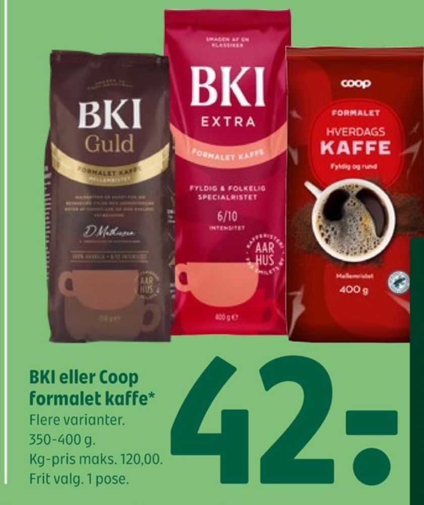 BKI Extra Specialristet, Kaffe Formalet