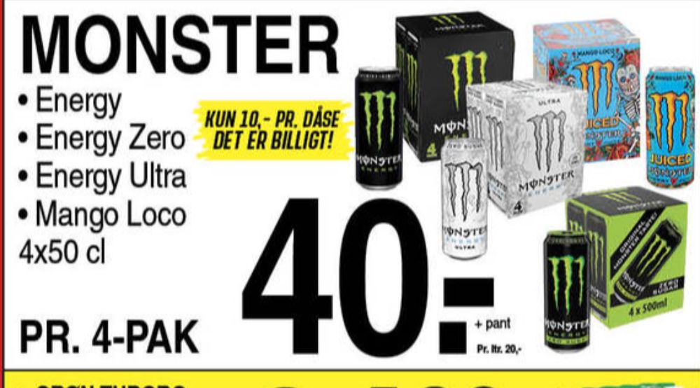 Monster Mango Loco, Energidrik 4 pk.