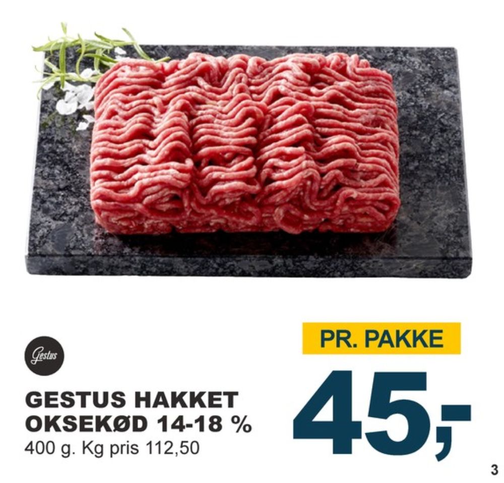 Gestus, Hakket oksekød 14-18%