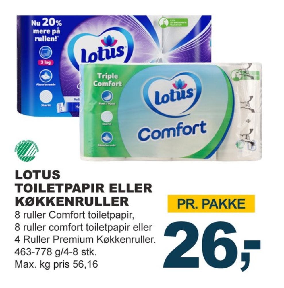 Lotus Comfort, Toiletpapir
