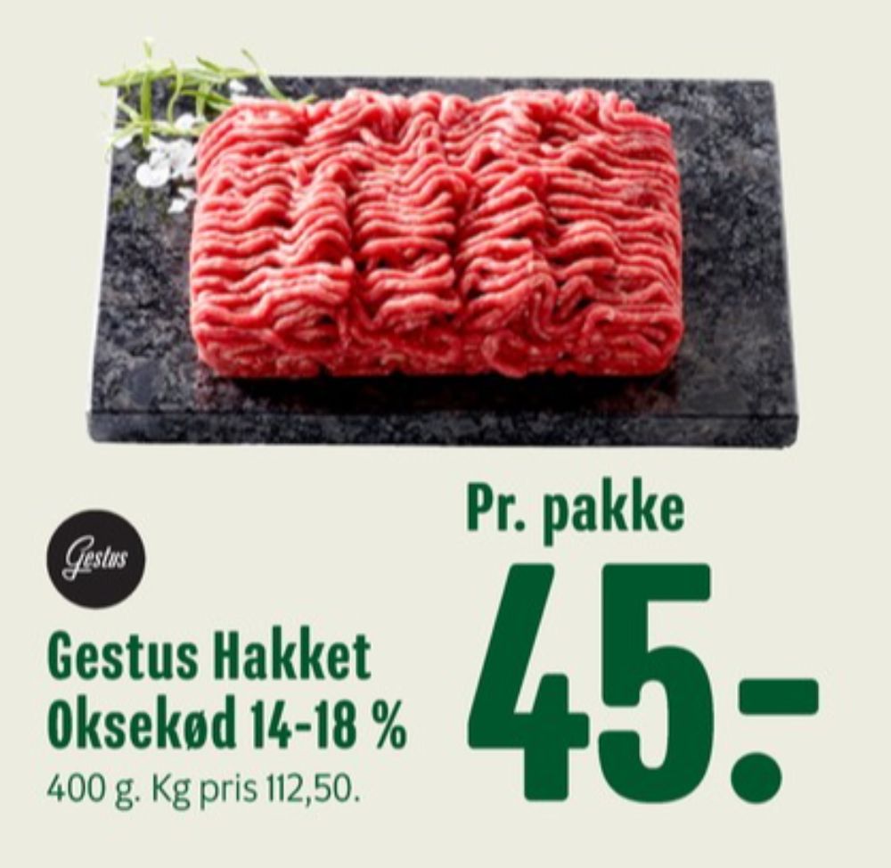 Gestus, Hakket oksekød 14-18%