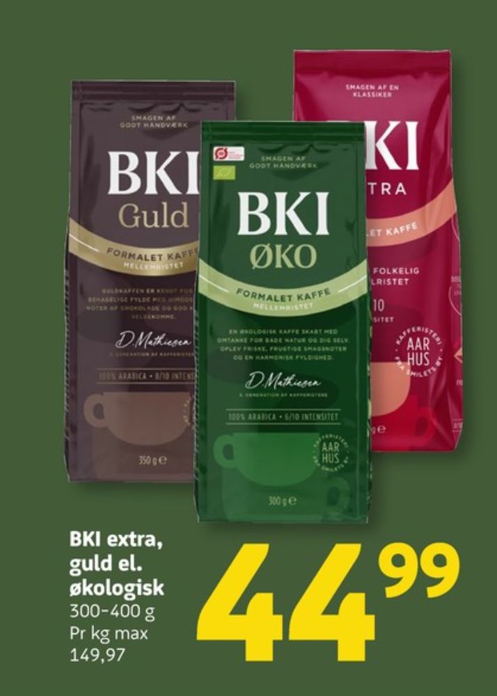 BKI Extra Specialristet, Kaffe Formalet