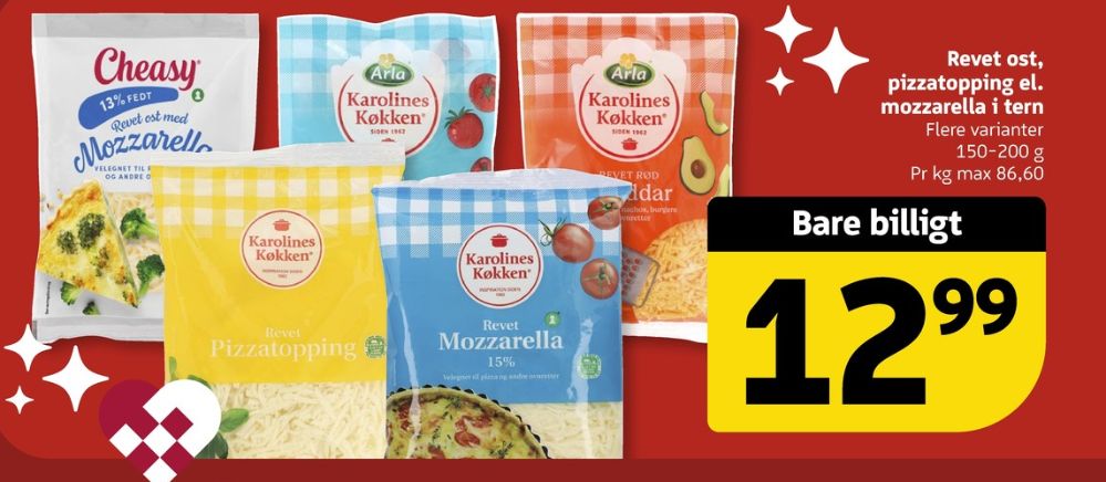 Karolines, Revet ost Pizzatopping