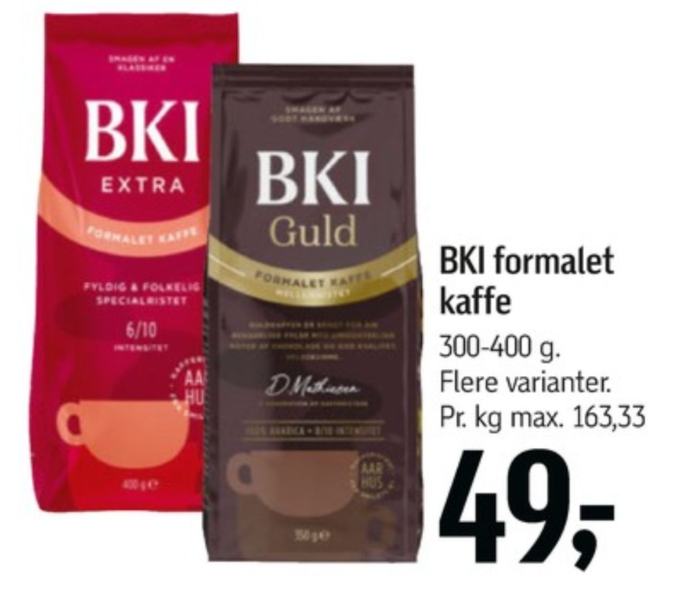 BKI Extra Specialristet, Kaffe Formalet