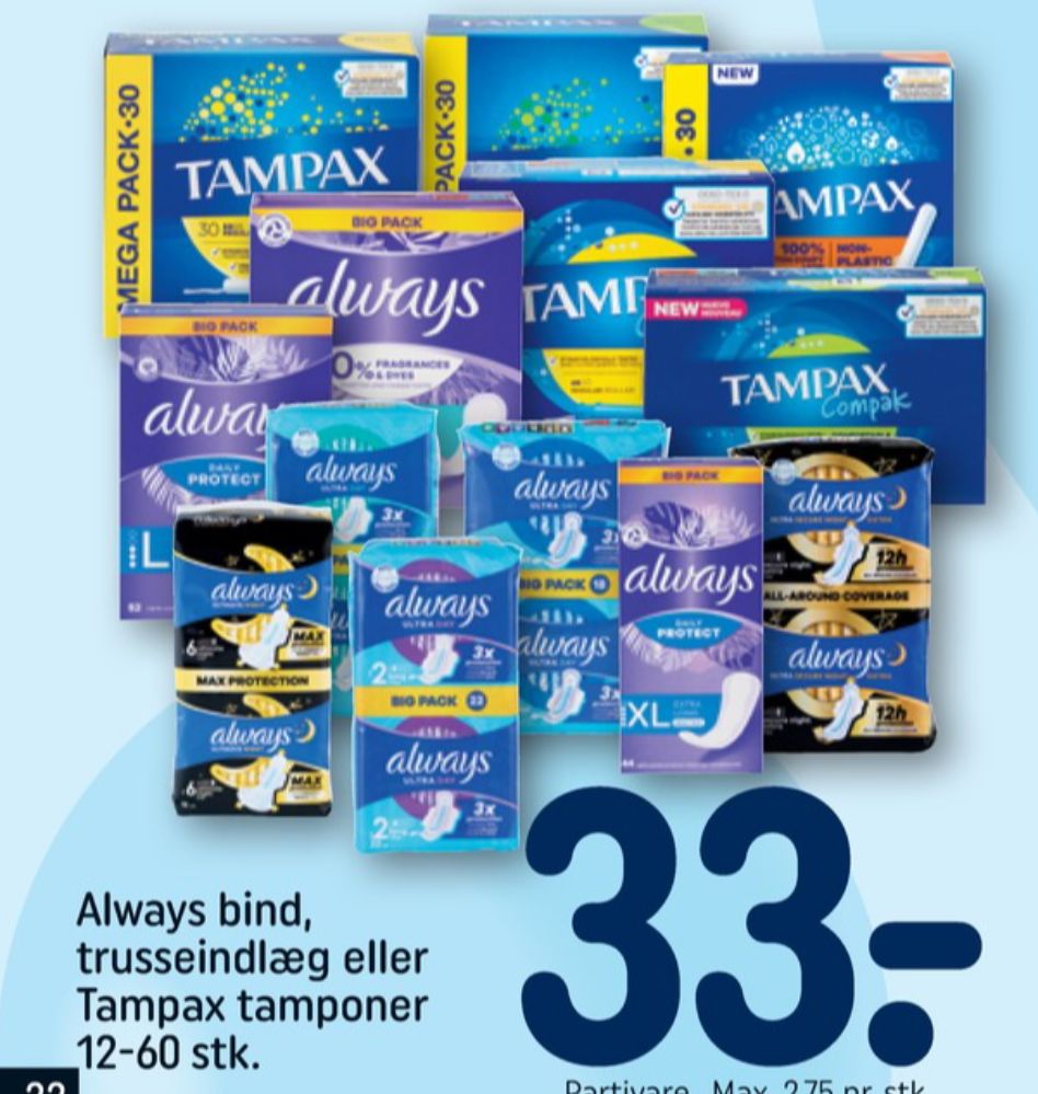 Tampax, Tamponer