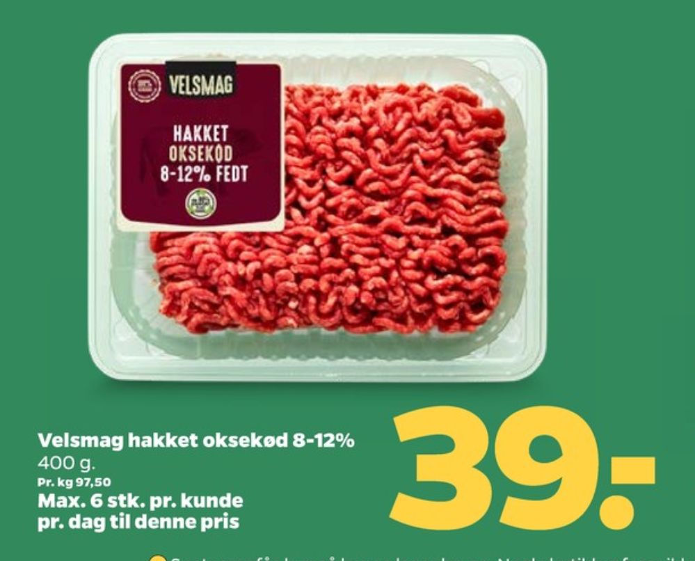 Velsmag, Hakket oksekød 8-12%