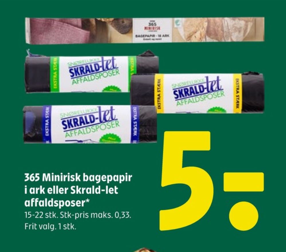 Coop 365 Minirisk, Bagepapir