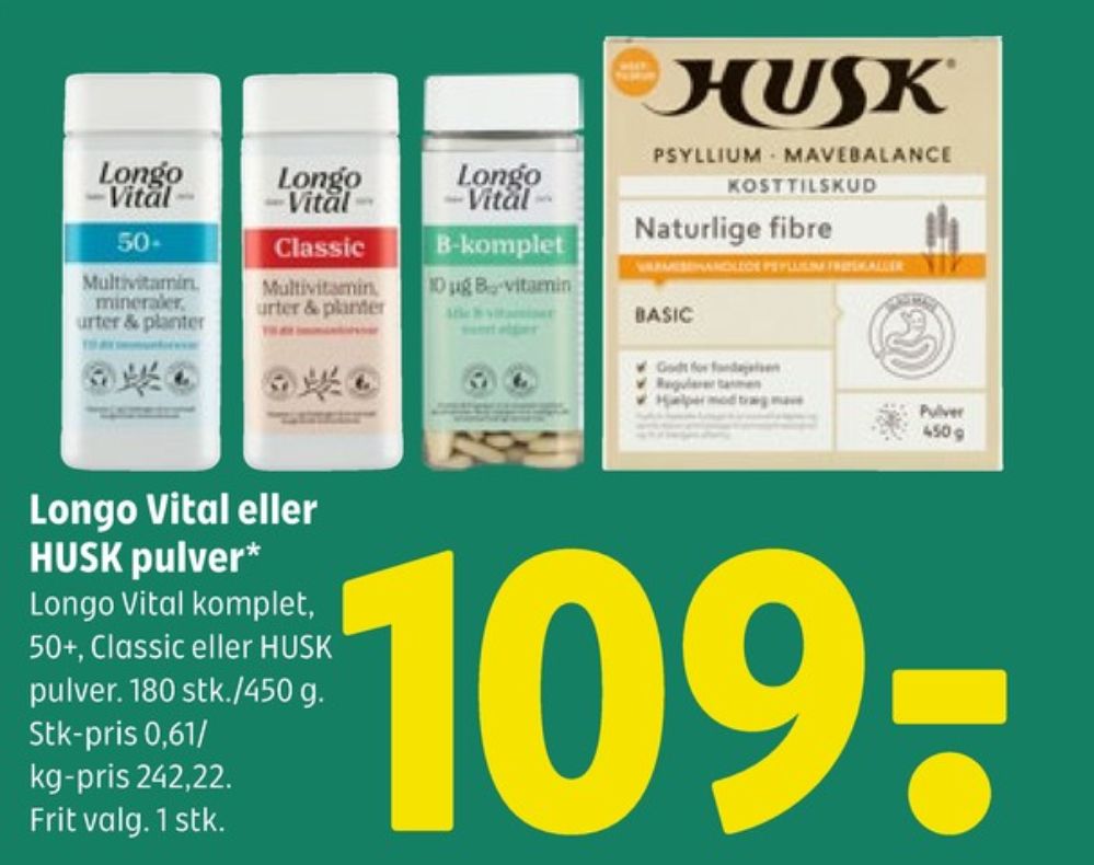 Longo Vital, Vitaminer