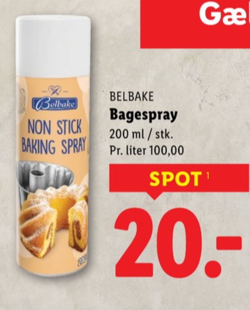 Belbake, Bagespray