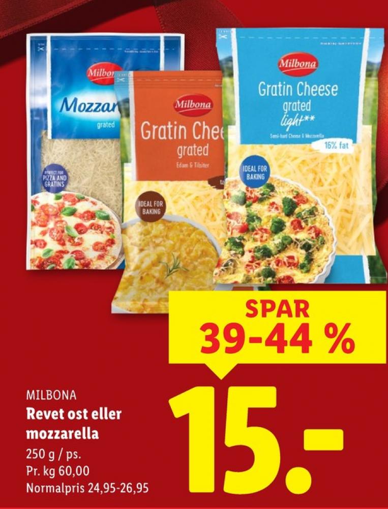 Milbona, Revet ost Gratin Cheese light